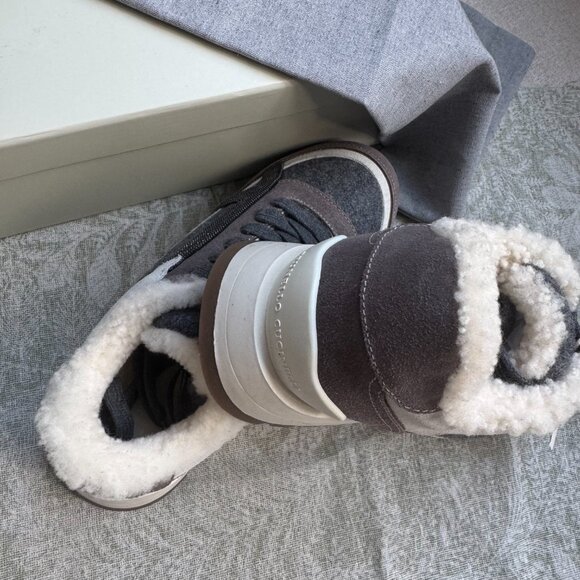 Brunello Cucinelli Fur-Lined Suede And Wool Sneakers - Picture 8 of 13